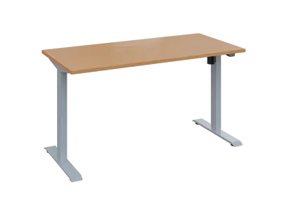 Flexi 27-14 výškově nastavitelný stůl, kovová podnož stříbrná, deska 25 mm, široký 1400 mm, buk royal